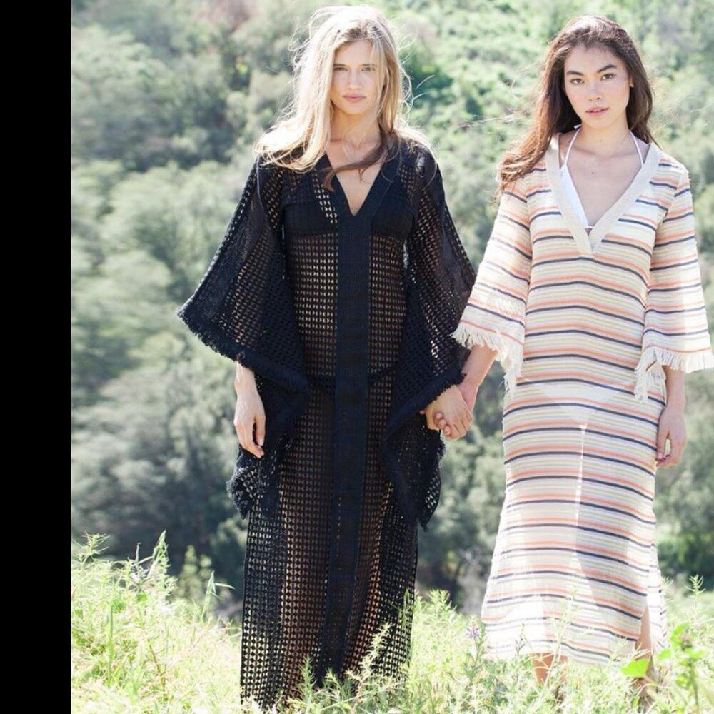 VMT $550 Caftan Maxi Dress Black S Small Veronica Toub Whimsy Witchy Goth